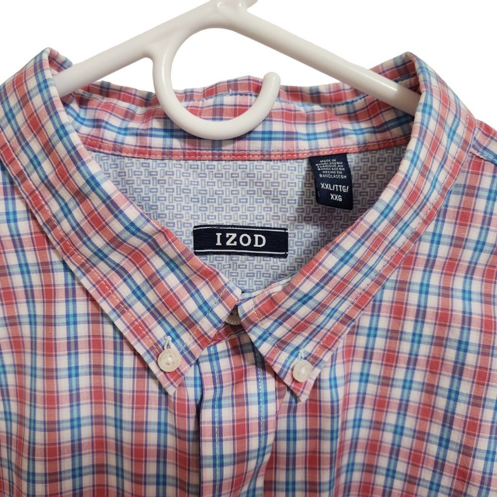 IZOD Men's Long Sleeved Shirt Pink & Blue Checks Size XXL
